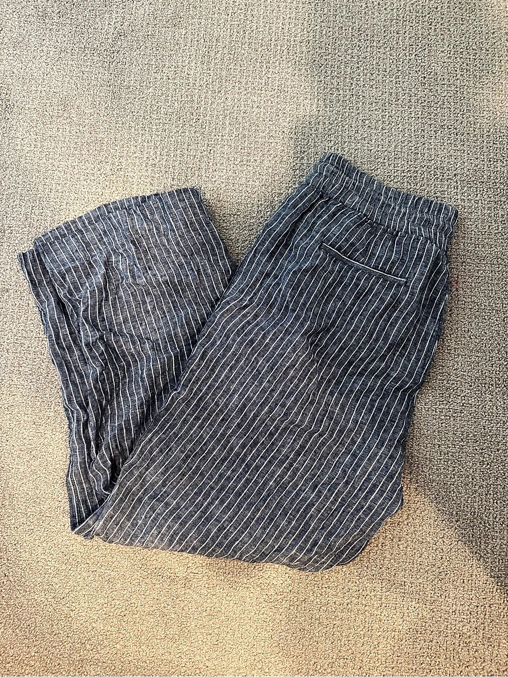 100% European Linen Wide Leg Pants L Long